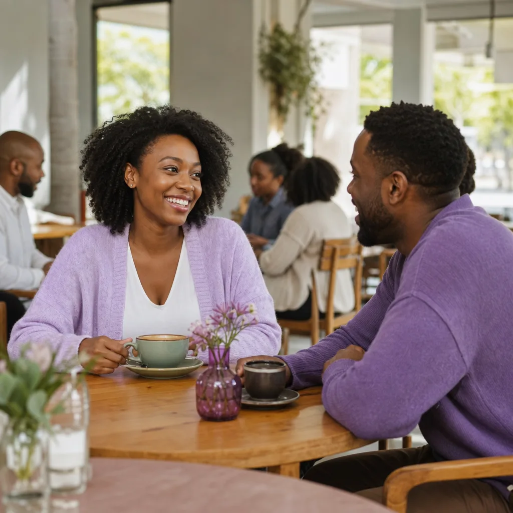 Black woman reviewing a local dating profile on her phone